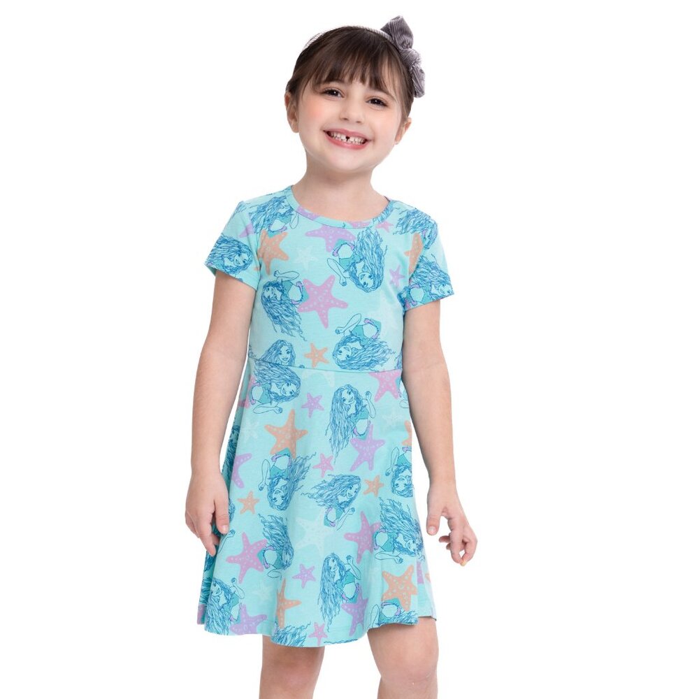 Little Mermaid Toddler Girl Print Skater Dress, Sizes 2T-3T - NWT